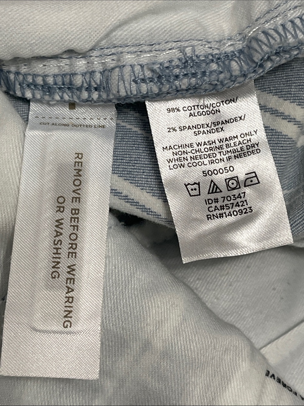 LOFT Modern Skinny Crop Blue and White Vertical Striped Pants 31 / 12 - Picture 8 of 15